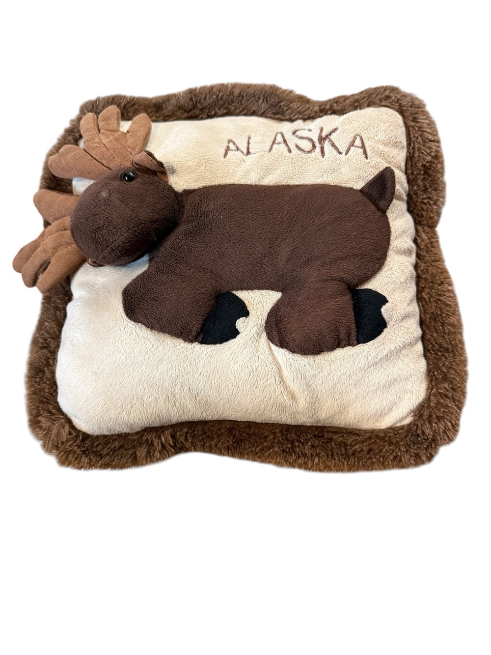 Alaska Brown Moose Plush Pillow for Kids